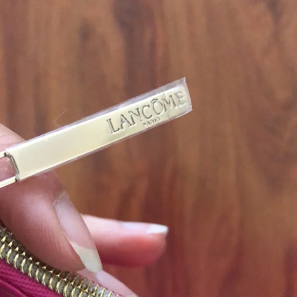 NEW Lancôme Pink and black satin make up bag